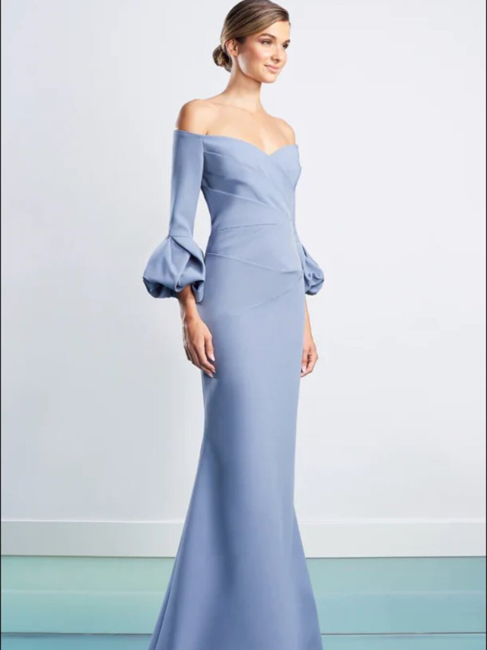 Alexander by Daymor Off-the-Shoulder Evening Gown - Delphi Blue - Size 12 NWT
